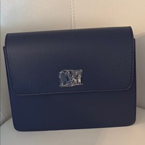 Brand New Navy Badgley Mischka Navy Crossbody with Small Plate on Cover